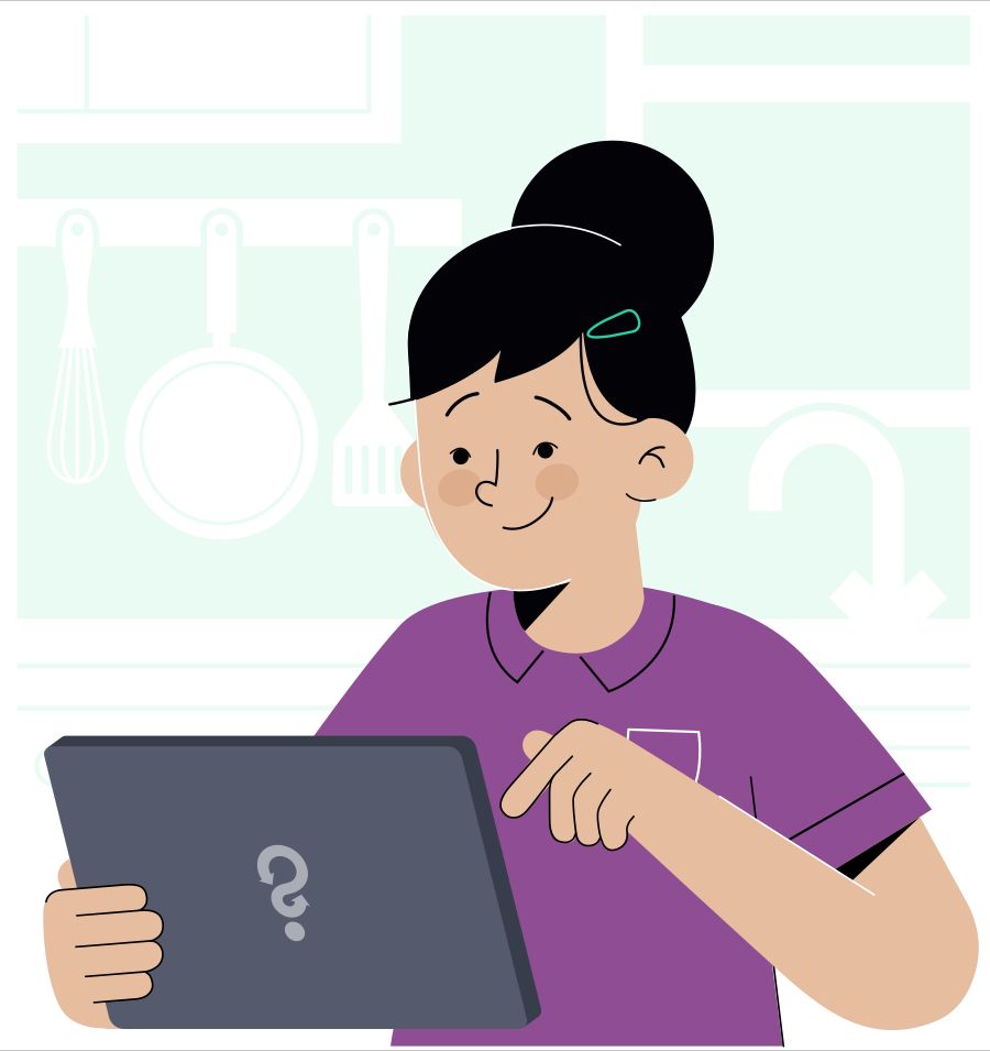 illustration of a pupil using LbQ at home